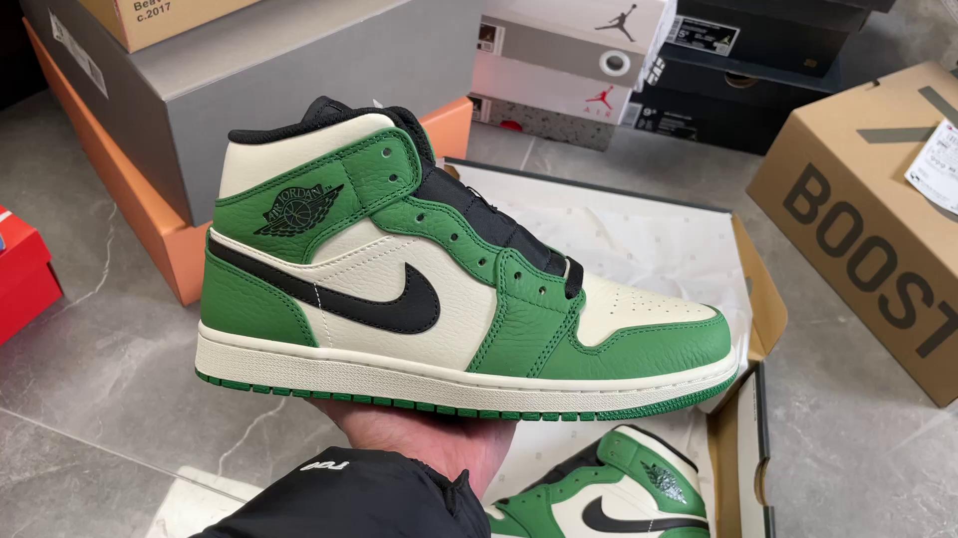 『纯原』aj1中帮 air jordan 1 mid 白绿脚趾 852542 301