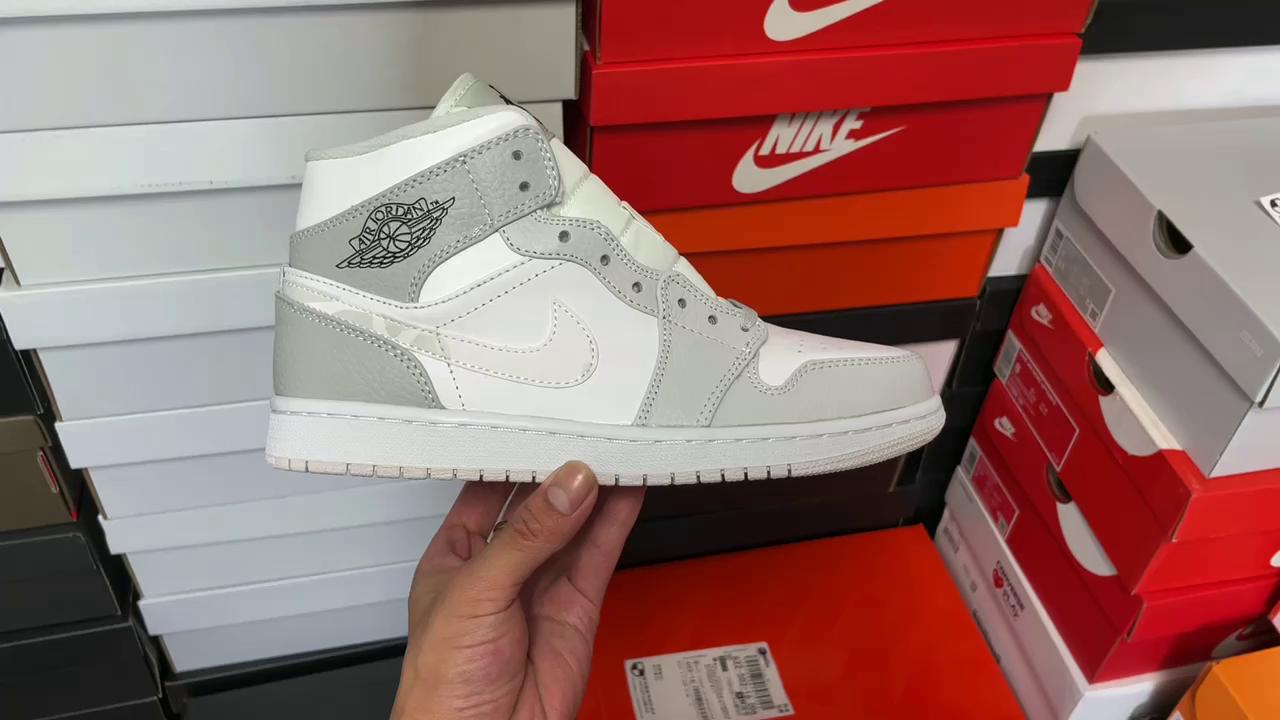 『纯原』aj1中帮 air jordan 1 mid 白灰迷彩 dc9035-100