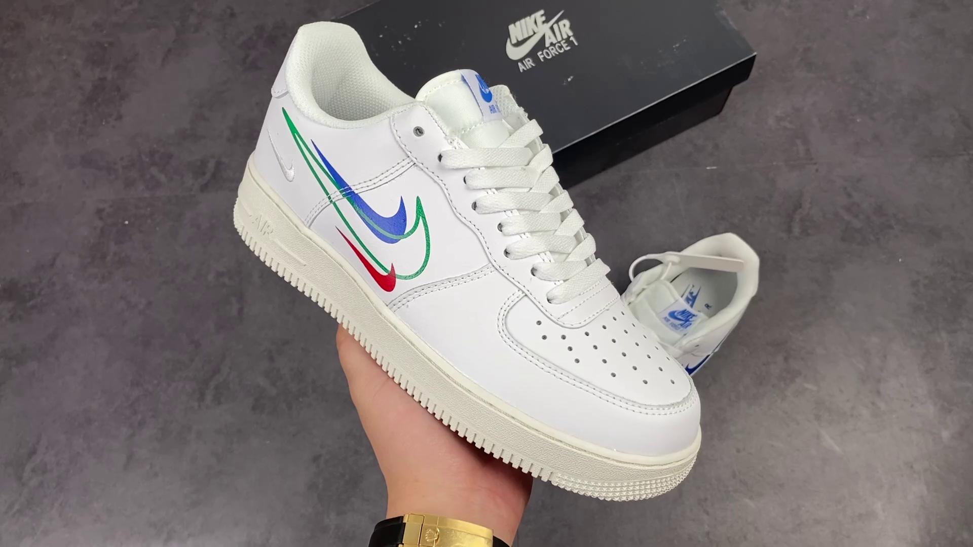 『纯原』air force 1 空军一号 皮革白蓝绿红四钩 dm9096-101