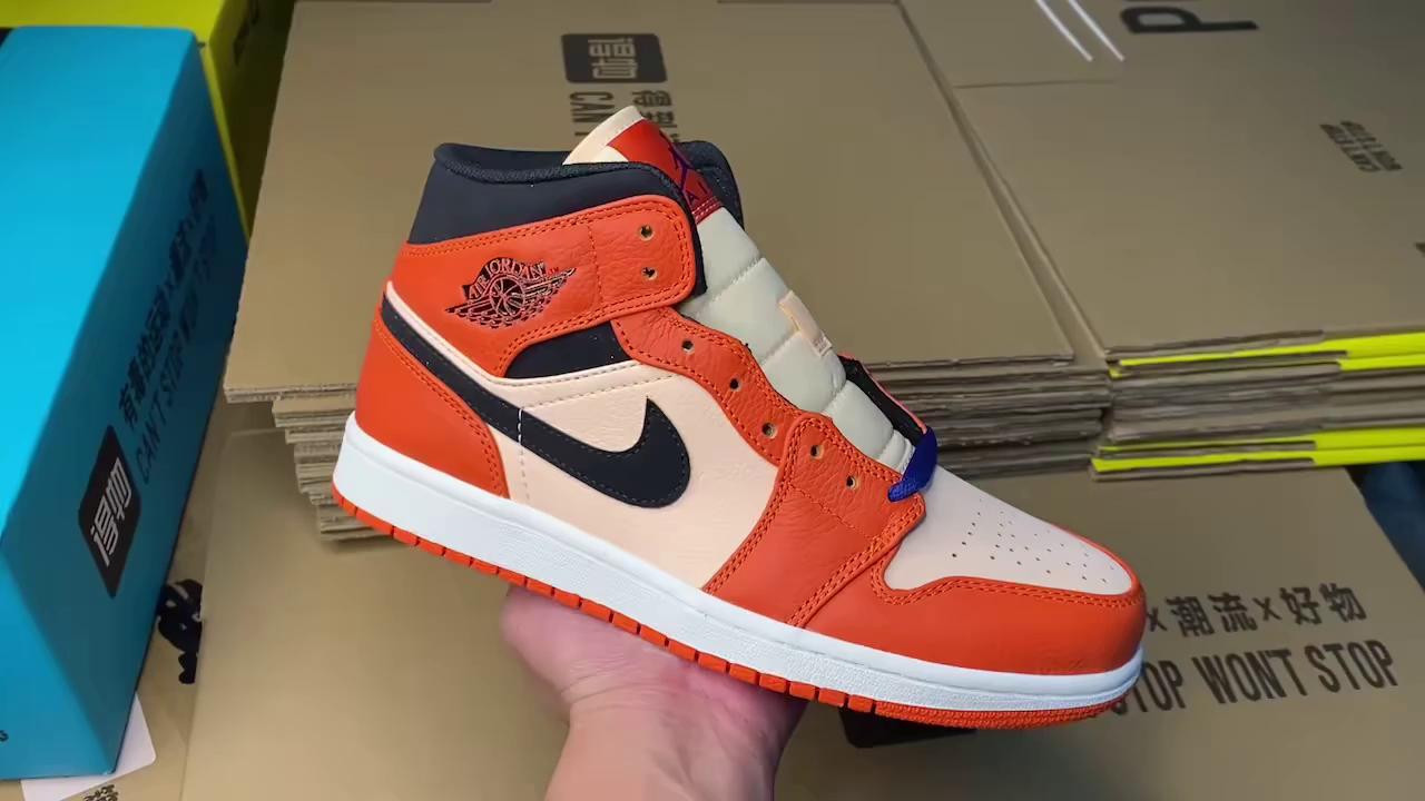 『纯原』aj1中帮 air jordan 1 中帮 蓝橙尼克斯 货号:852542-800